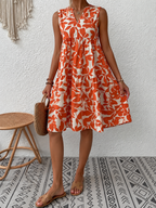 Women's Floral Tiered V-Neck Sleeveless Midi Dress