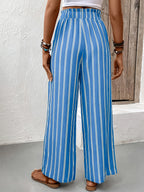 Women’s Striped Wide-Leg Trousers with Relaxed Flowing Fit
