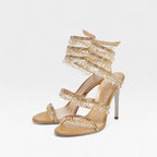 Damen-Stilettosandalen mit Verzierungen und Riemchen zum Umschlingen