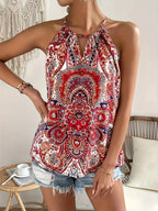 Women’s Paisley Halter Top with Flowing Fit and Elegant Print