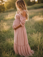 Women’s Off-Shoulder Maternity Maxi Dress