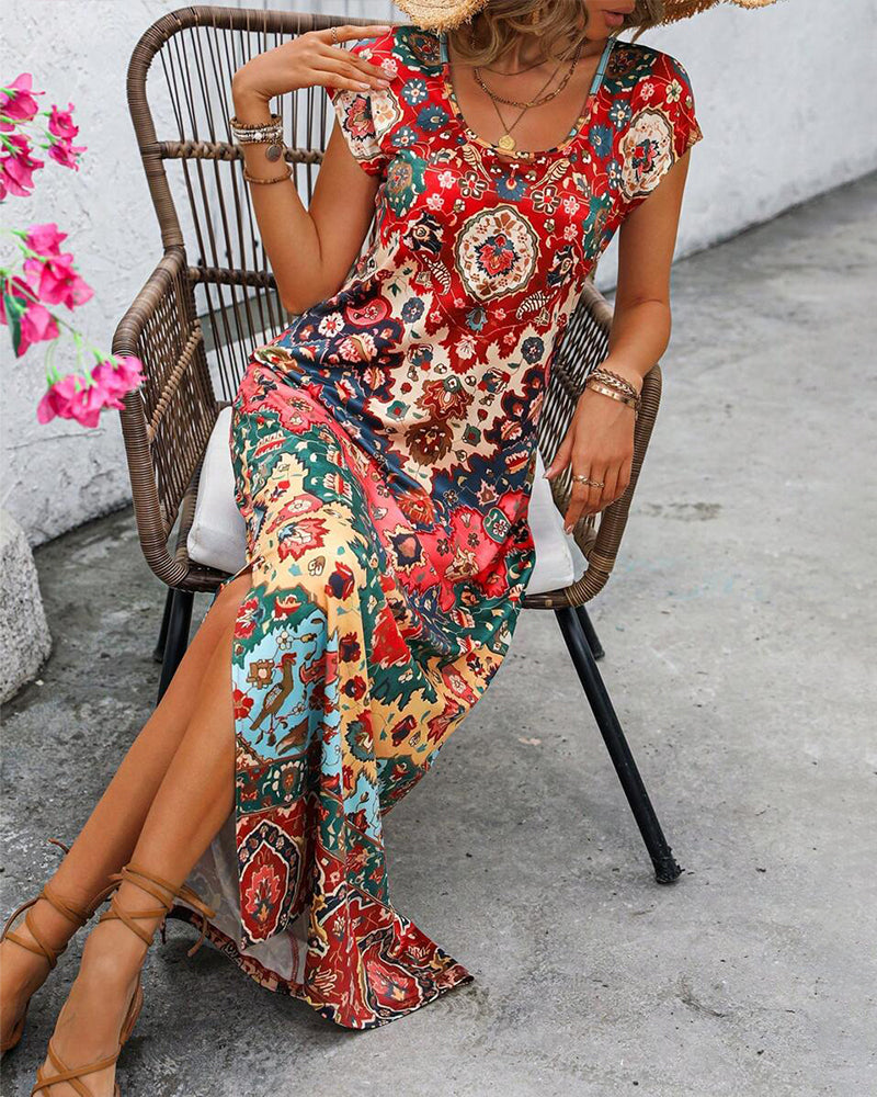 Women's Bohemian Print Maxi Dress
