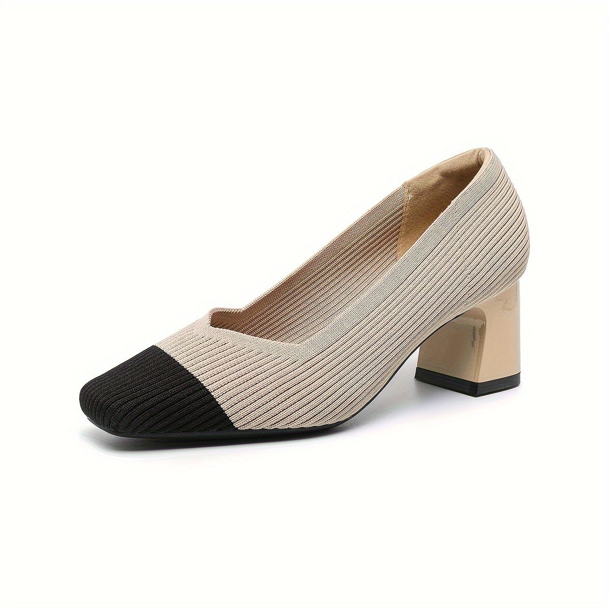 Women's Ribbed Block Heel Pumps