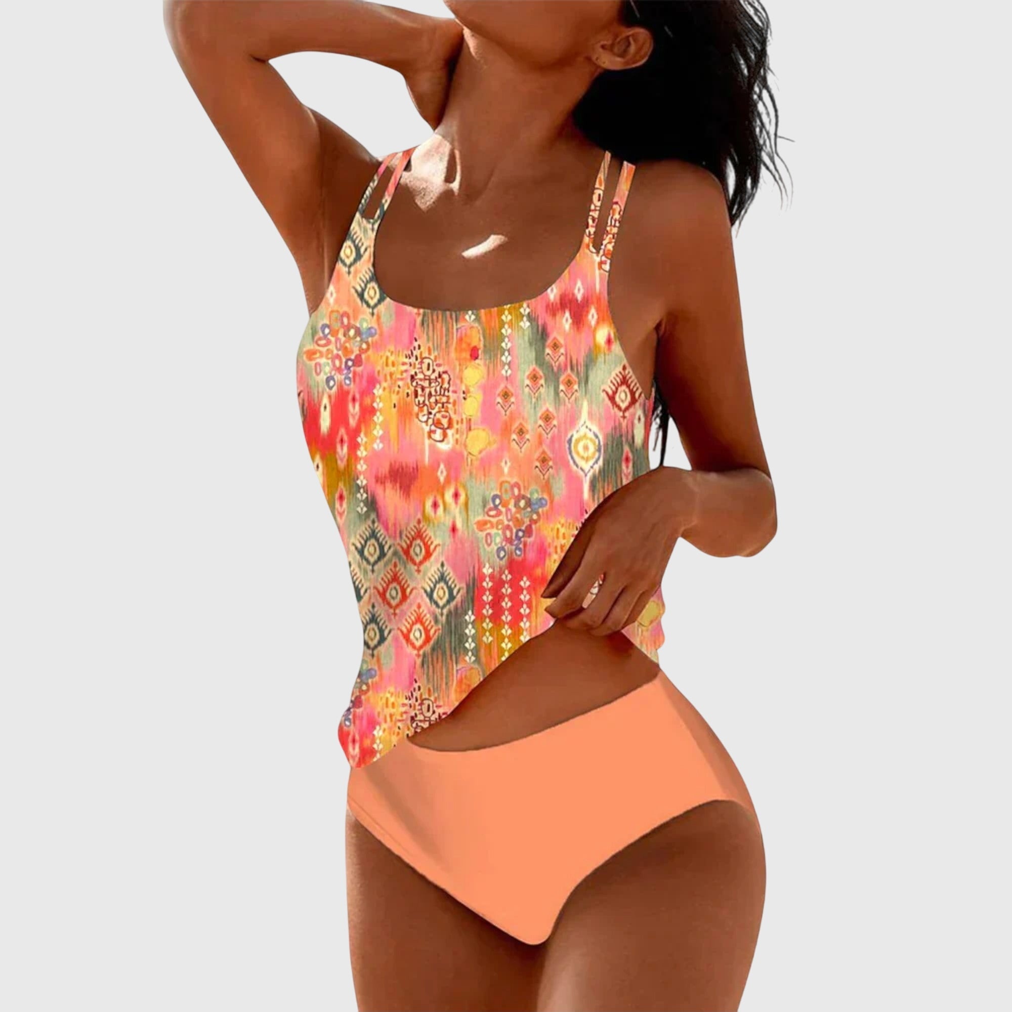 Ensemble tankini bohème imprimé pour femme
