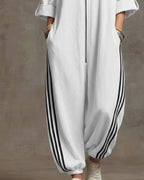 Damen-Jumpsuit mit Reißverschluss vorne und lockerem Jogger-Stil