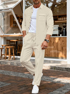 Strukturiertes Overshirt- und Hosen-Set für Herren