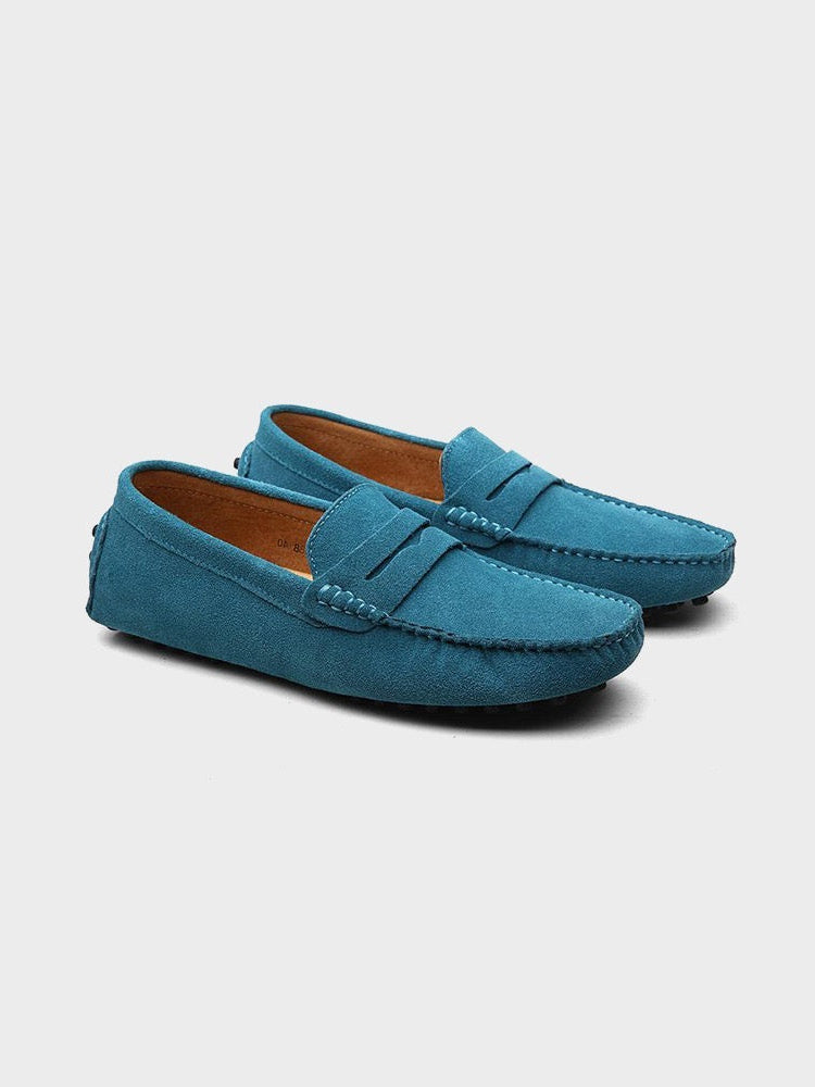 Herren Klassische Wildleder Penny Loafers mit handgefertigter Mokassinnaht und flexiblem Fahrsohle