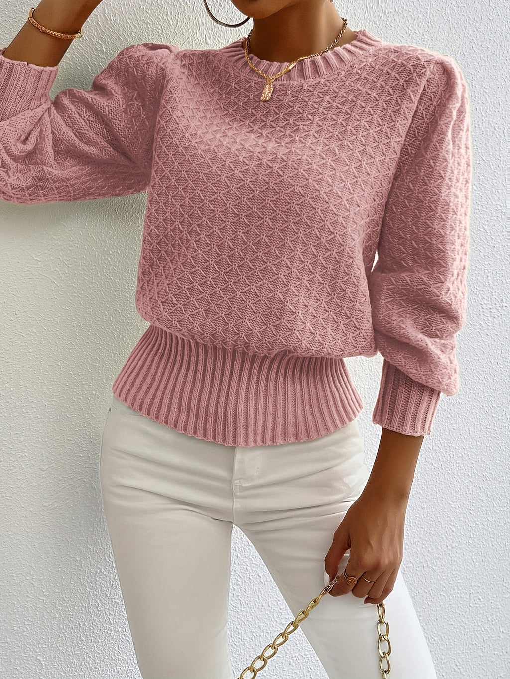 Women’s Textured Knit Peplum Sweater