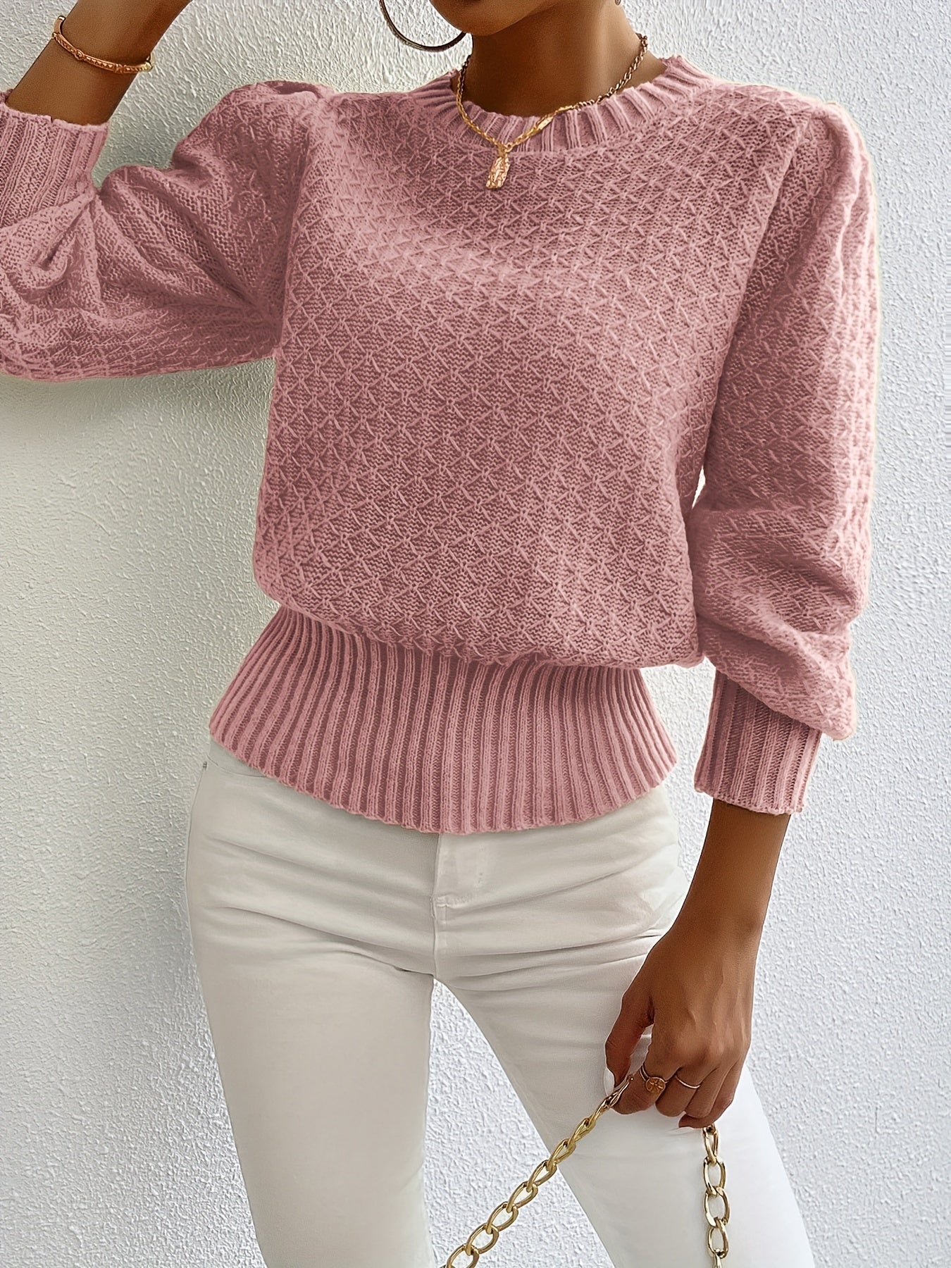 Women’s Textured Knit Peplum Sweater