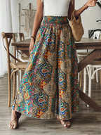 Pantalones de pierna ancha estampados de estilo bohemio para mujer