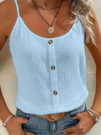 Women's Textured Button Front Sleeveless Casual Cami Top