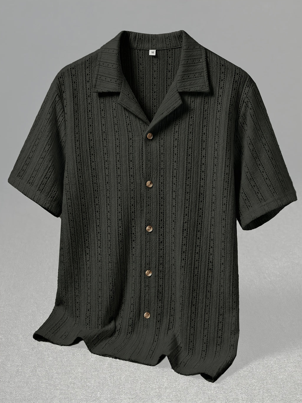 Men's Textured Open Knit Button-Up Resort Shirt