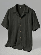 Men's Textured Open Knit Button-Up Resort Shirt