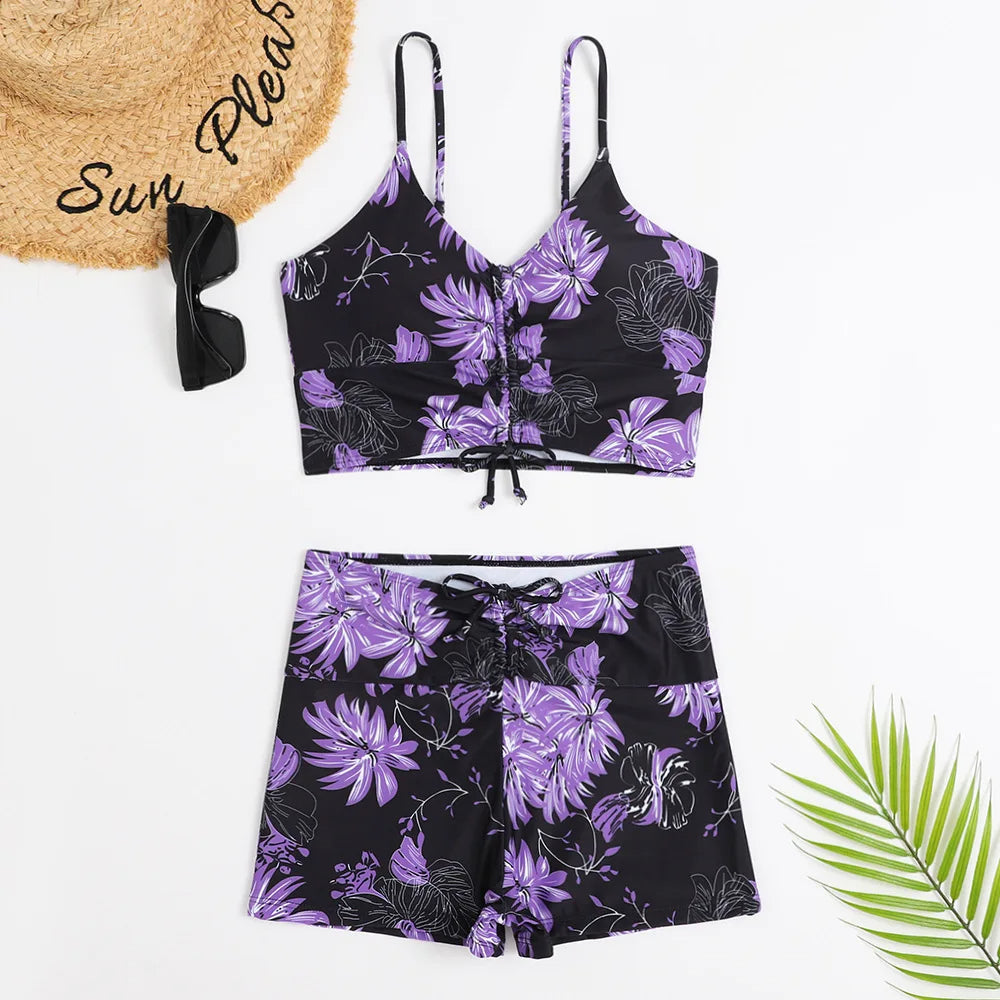 Trendy Dames Tankini Set met Print en Flatterende Pasvorm