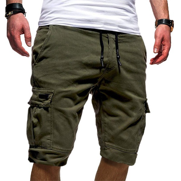 Short cargo utilitaire à cordon de serrage, coupe décontractée, longueur genou pour homme