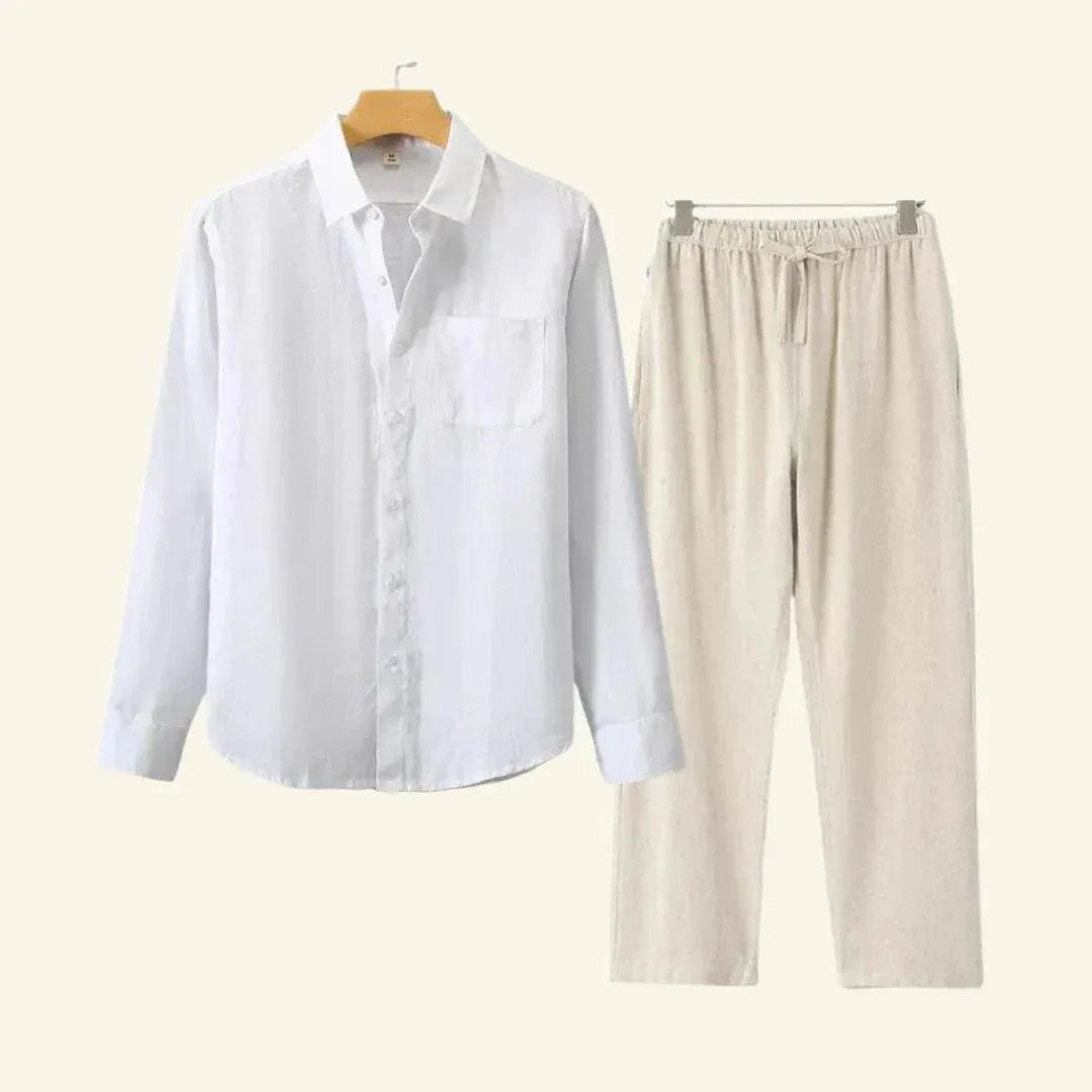 Men's Linen Co-ord Set with Relaxed Fit Breathable Lightweight Summer Style