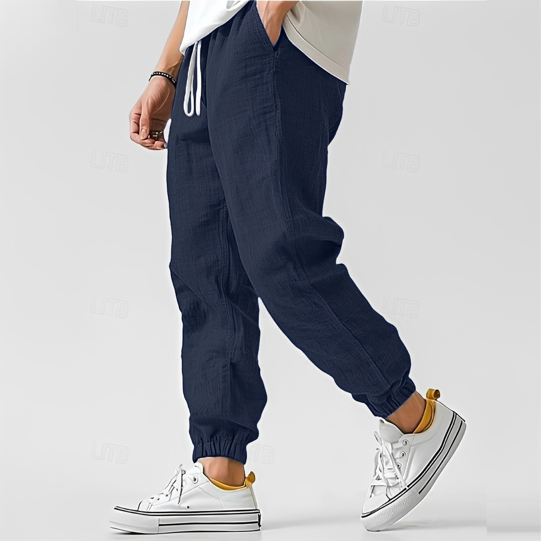 Men's Drawstring Elastic Waist Tapered Jogger Pants with Pockets