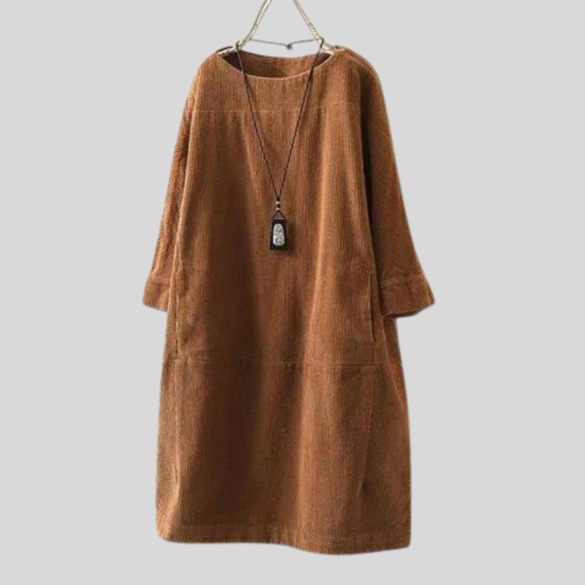 Abito da donna in velluto a coste dalla vestibilità comoda con tasche