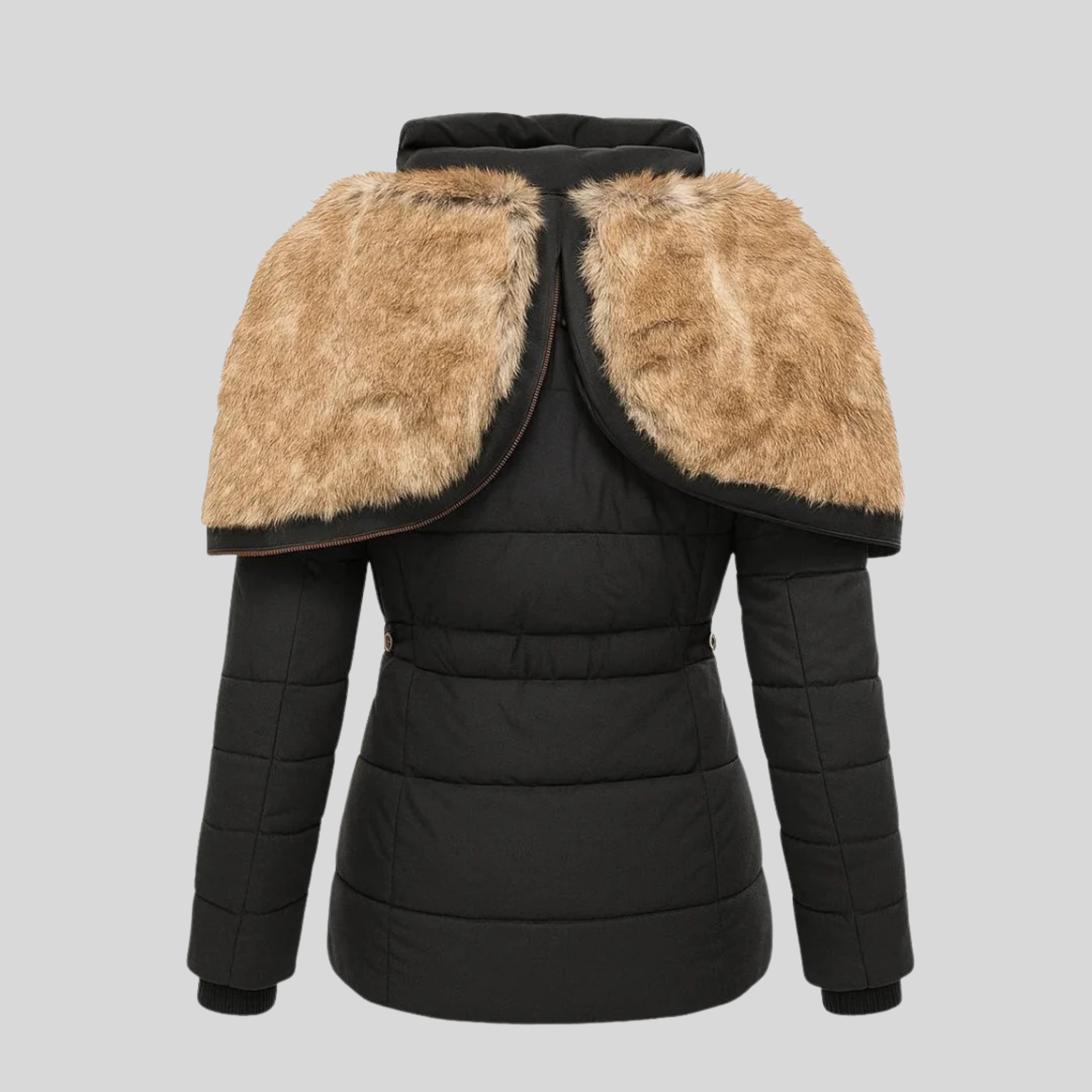 Damen-Wintermantel mit Kapuze und Kunstfellfutter