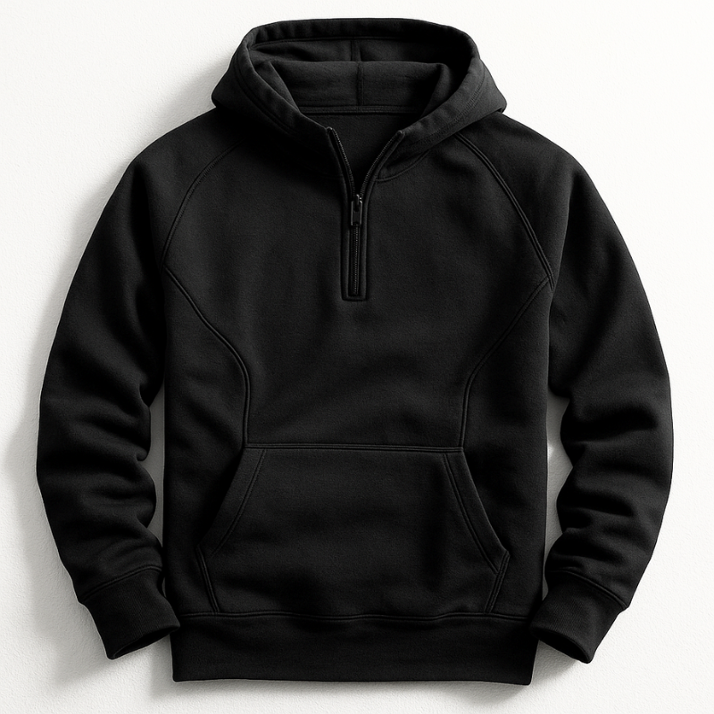 Sweat-shirt à capuche pour homme avec demi-fermeture éclair