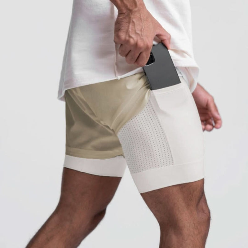 Herren 2-in-1 Sportshorts mit innerer Kompressionsschicht für das Training