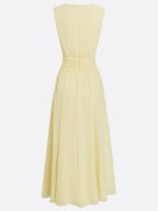 Ärmelloses Chiffon-Maxikleid für Damen mit geraffter Taille und fließendem Saum