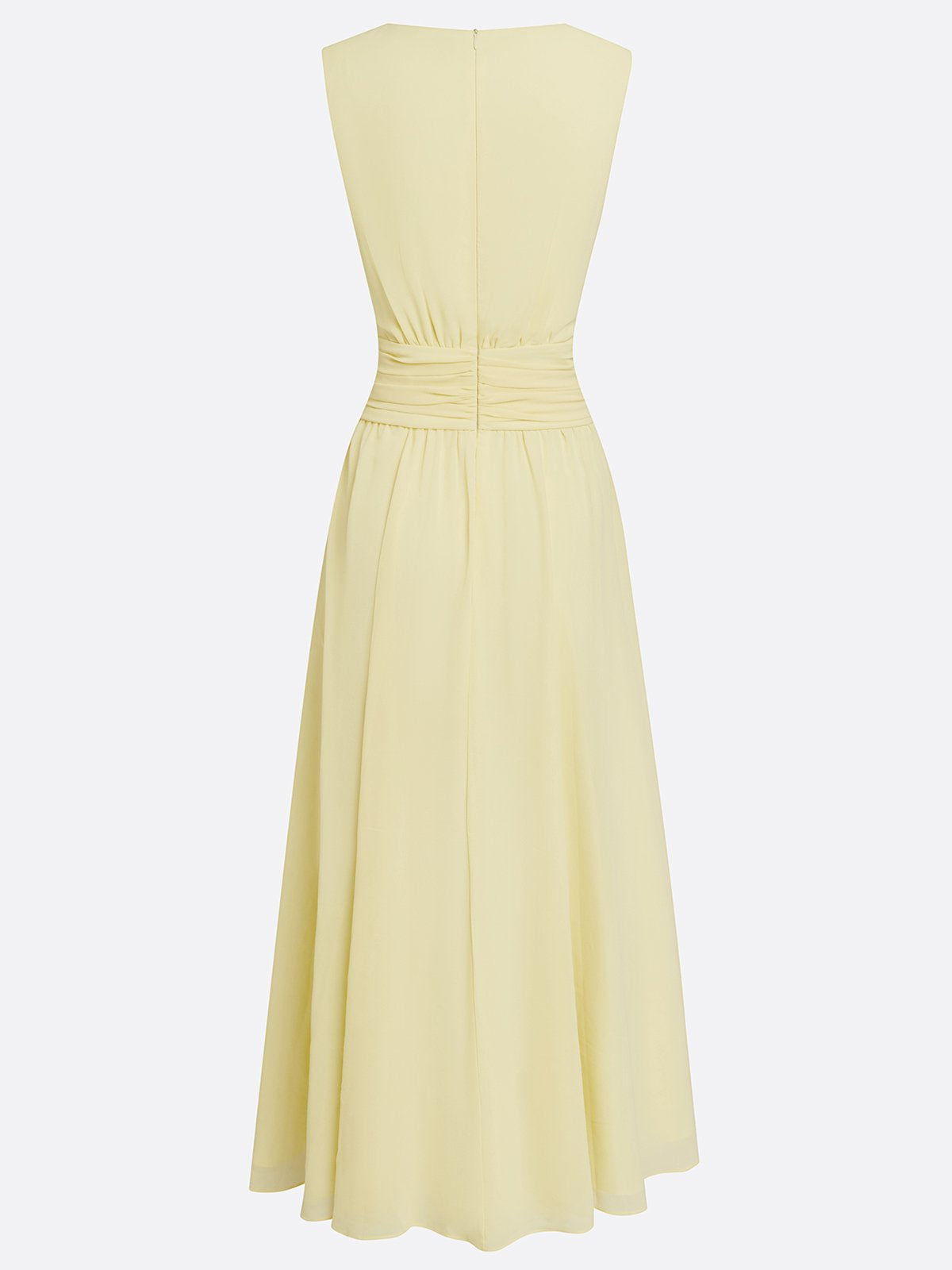 Ärmelloses Chiffon-Maxikleid für Damen mit geraffter Taille und fließendem Saum