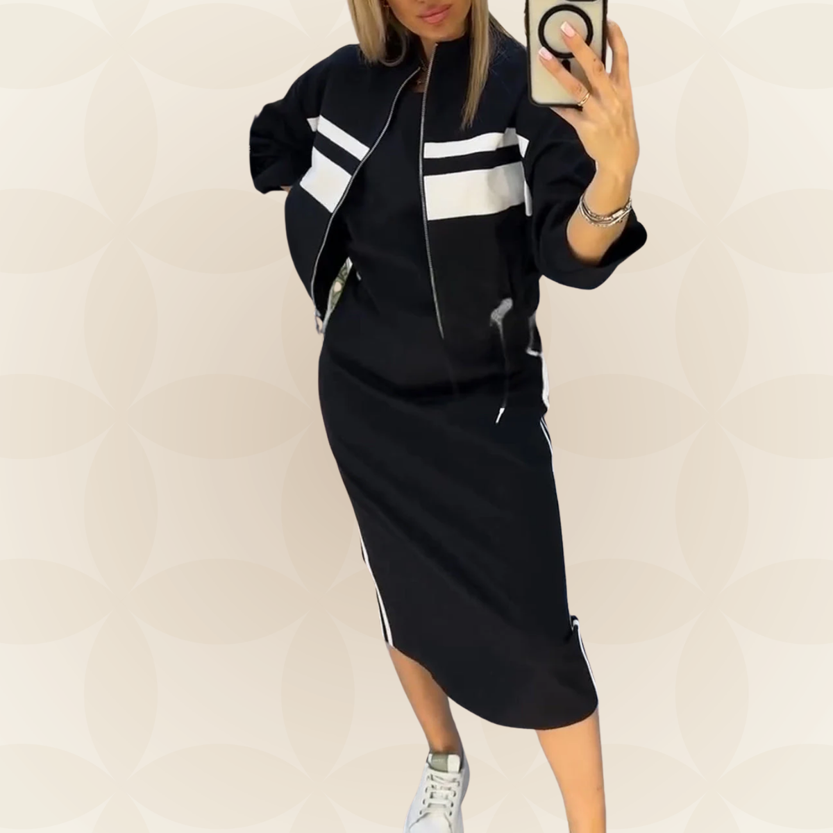 Ensemble robe pour femme à détails contrastants