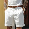 Herren taillierte Baumwollshorts mit Falten vorne für smarten Casual-Look