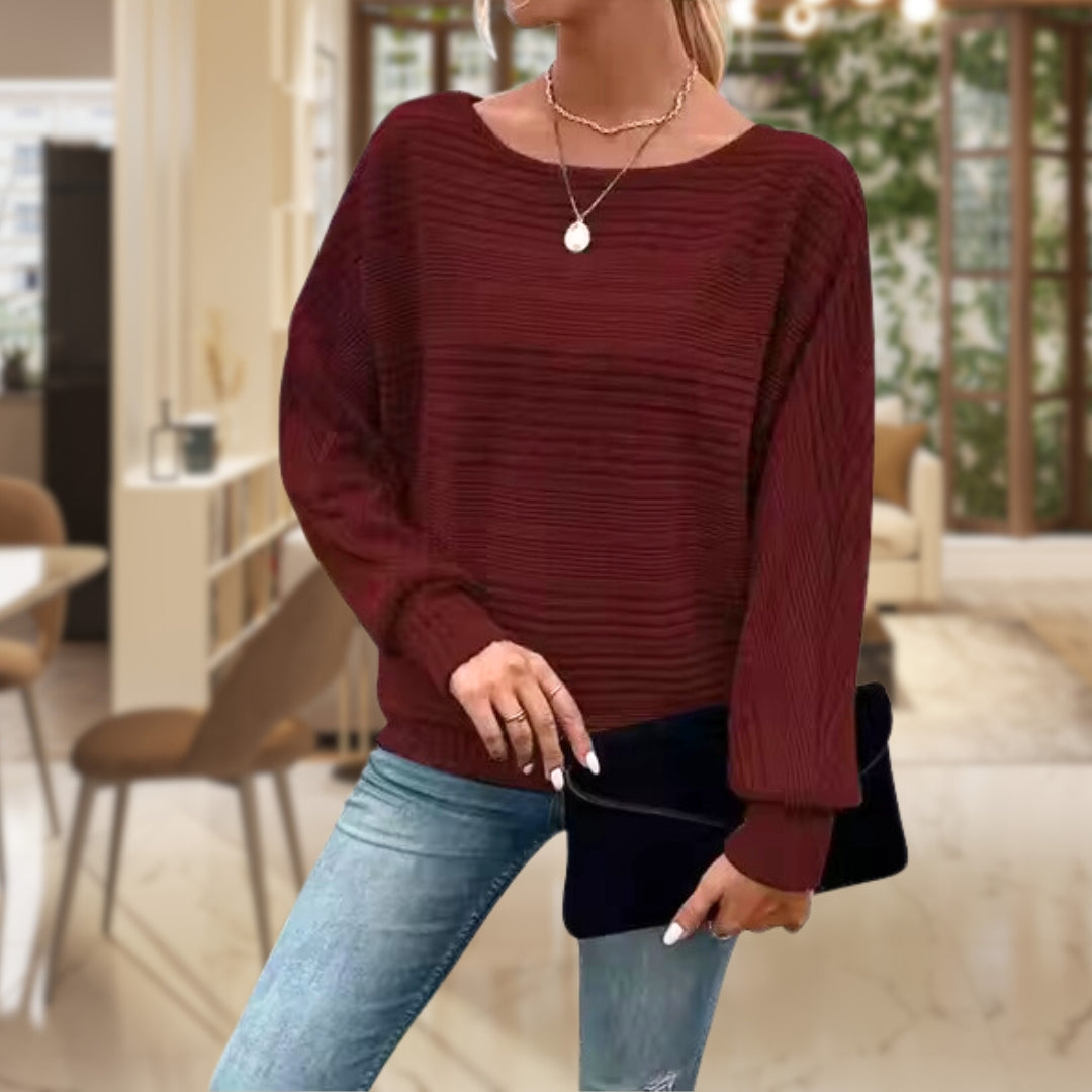 Pull en maille côtelée texturée pour femme