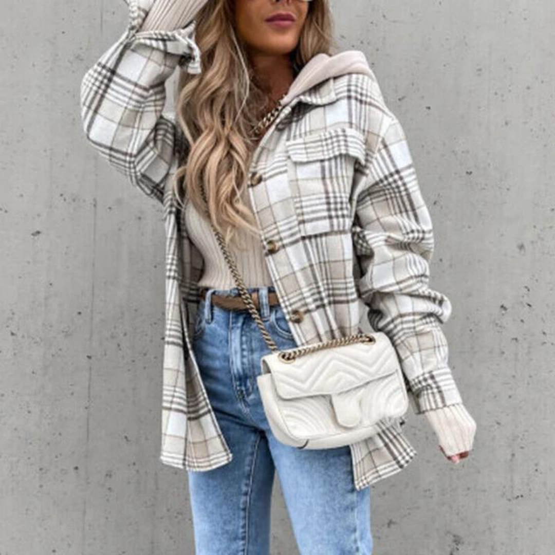 Women’s Plaid Hooded Shirt Jacket