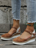 Women's Wedge Espadrille Sandals with Adjustable Ankle Strap for Everyday Wear