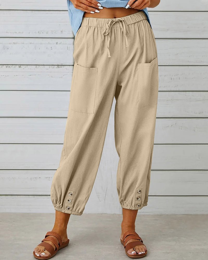 Pantalon sarouel utilitaire pour femme avec cordon de serrage