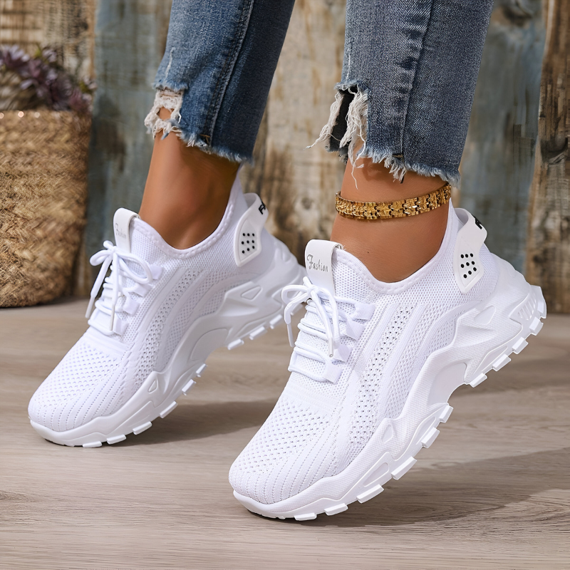 Damskie oddychające, lekkie, sznurowane sneakersy do chodzenia