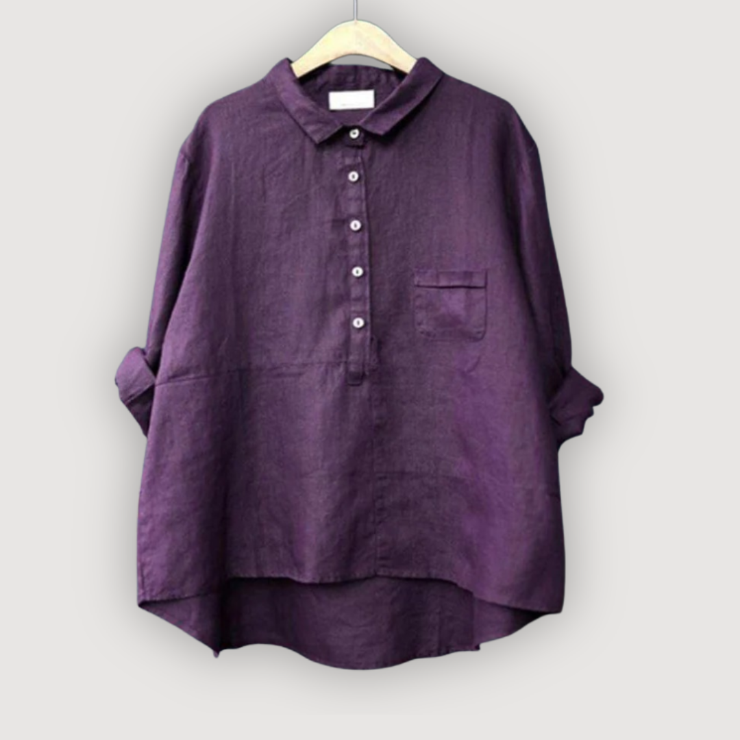 Chemise tunique décontractée pour femme à patte de boutonnage mi-longue