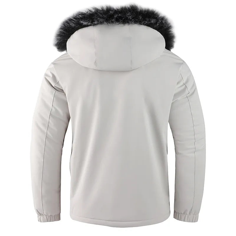 Veste d’hiver pour homme à capuche en fourrure
