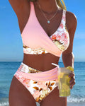 Damen Wickel-Bikini mit Blumenmuster und stützenden High-Waist-Höschen