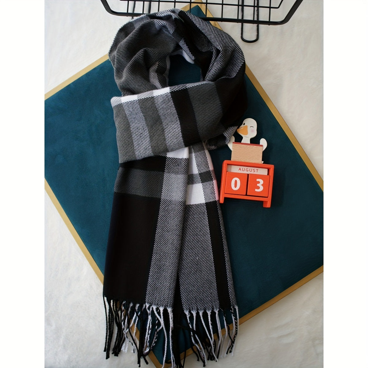 Men's Classic Plaid Fringed Winter Scarf