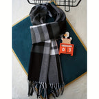 Men's Classic Plaid Fringed Winter Scarf