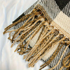 Women’s Heart Plaid Fringed Winter Scarf