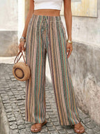 Women's Boho Print Wide Leg Drawstring Pants