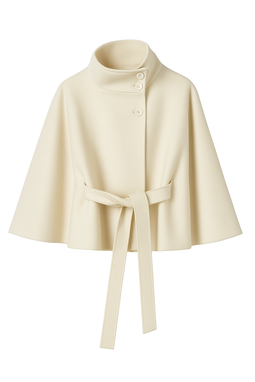 Damen-Cape-Mantel mit Gürtel und hohem Kragen