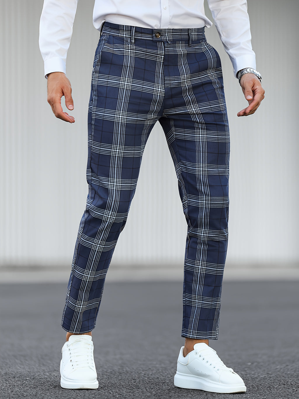 Herren-Slim-Fit-Hose mit Karomuster