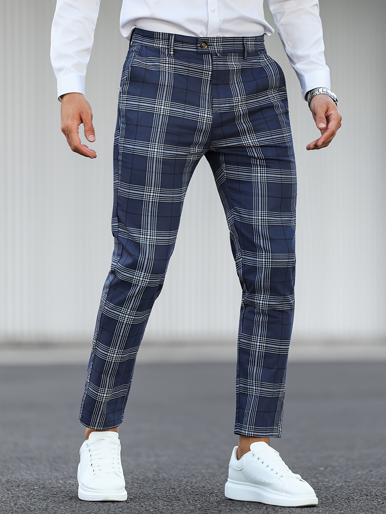 Herren-Slim-Fit-Hose mit Karomuster