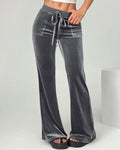 Women’s Velvet Drawstring Flared Pants