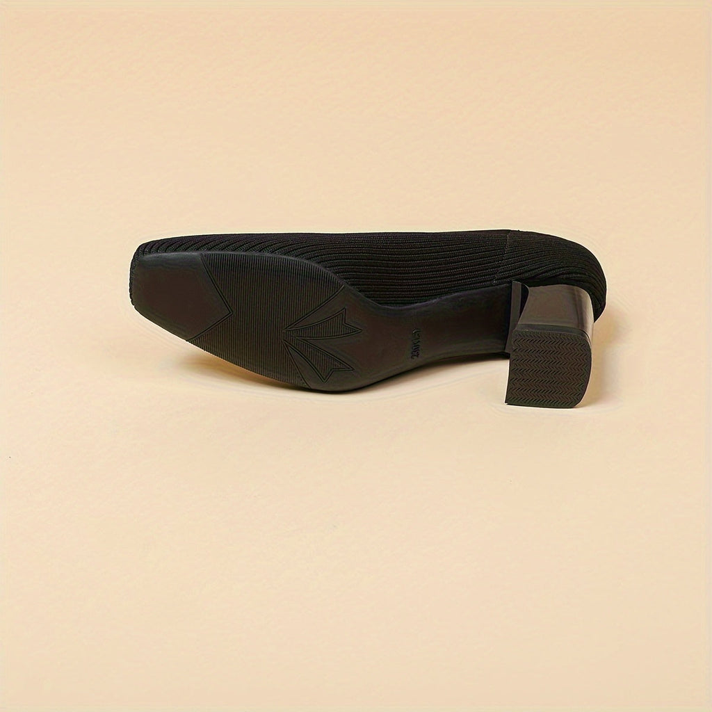 Women's Ribbed Block Heel Pumps