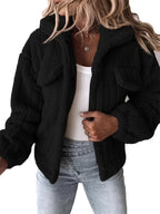 Damen-Plüsch-Sherpa-Jacke mit praktischen Taschen