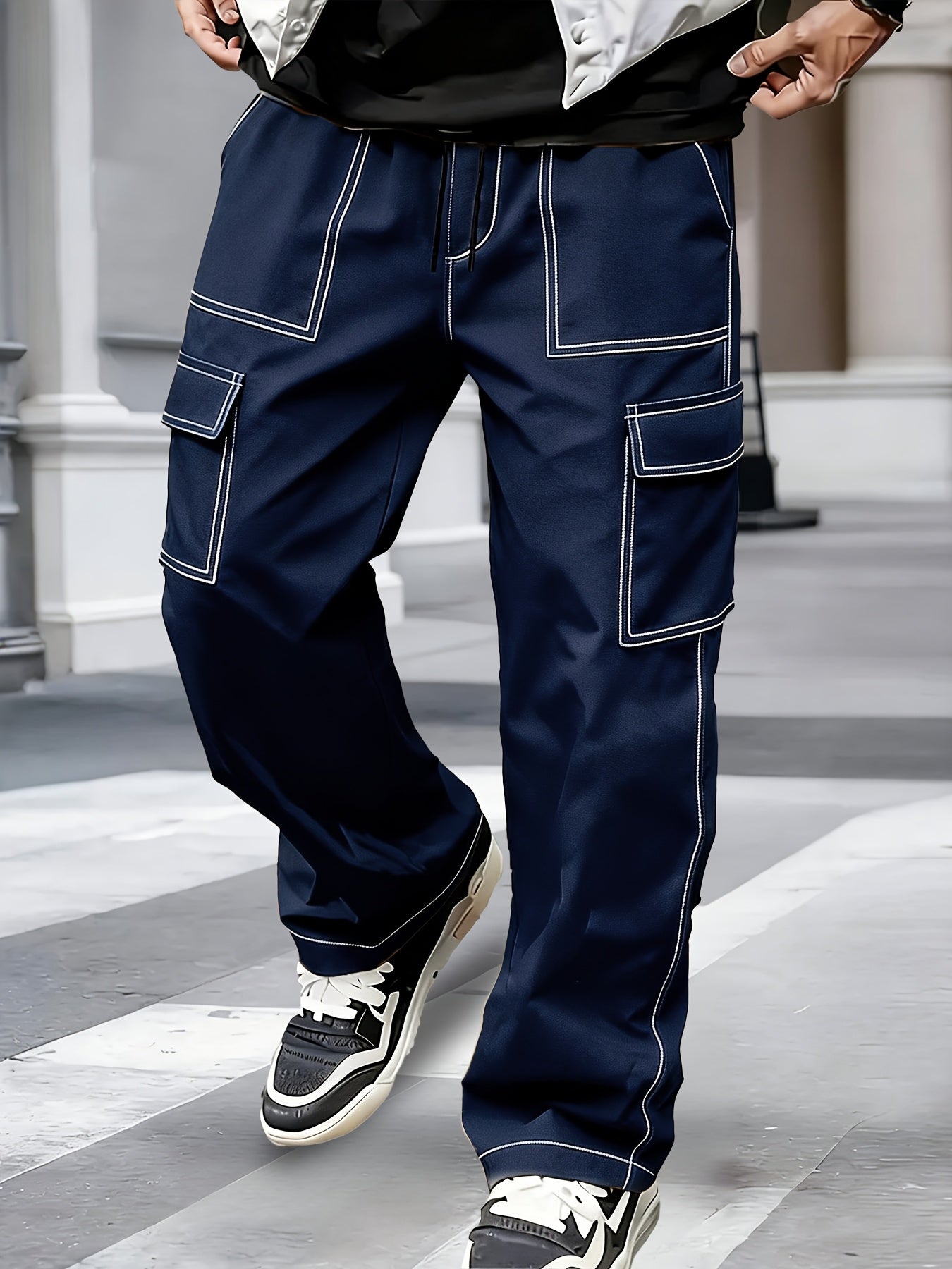 Men's Contrast Stitch Cargo Trousers