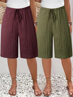 Damen Bermudashorts mit weitem Bein und lockerem Tunnelzug