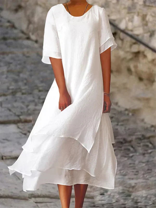 Damen geschichtetes Maxikleid mit fließender Passform und elegantem, bequemem Design